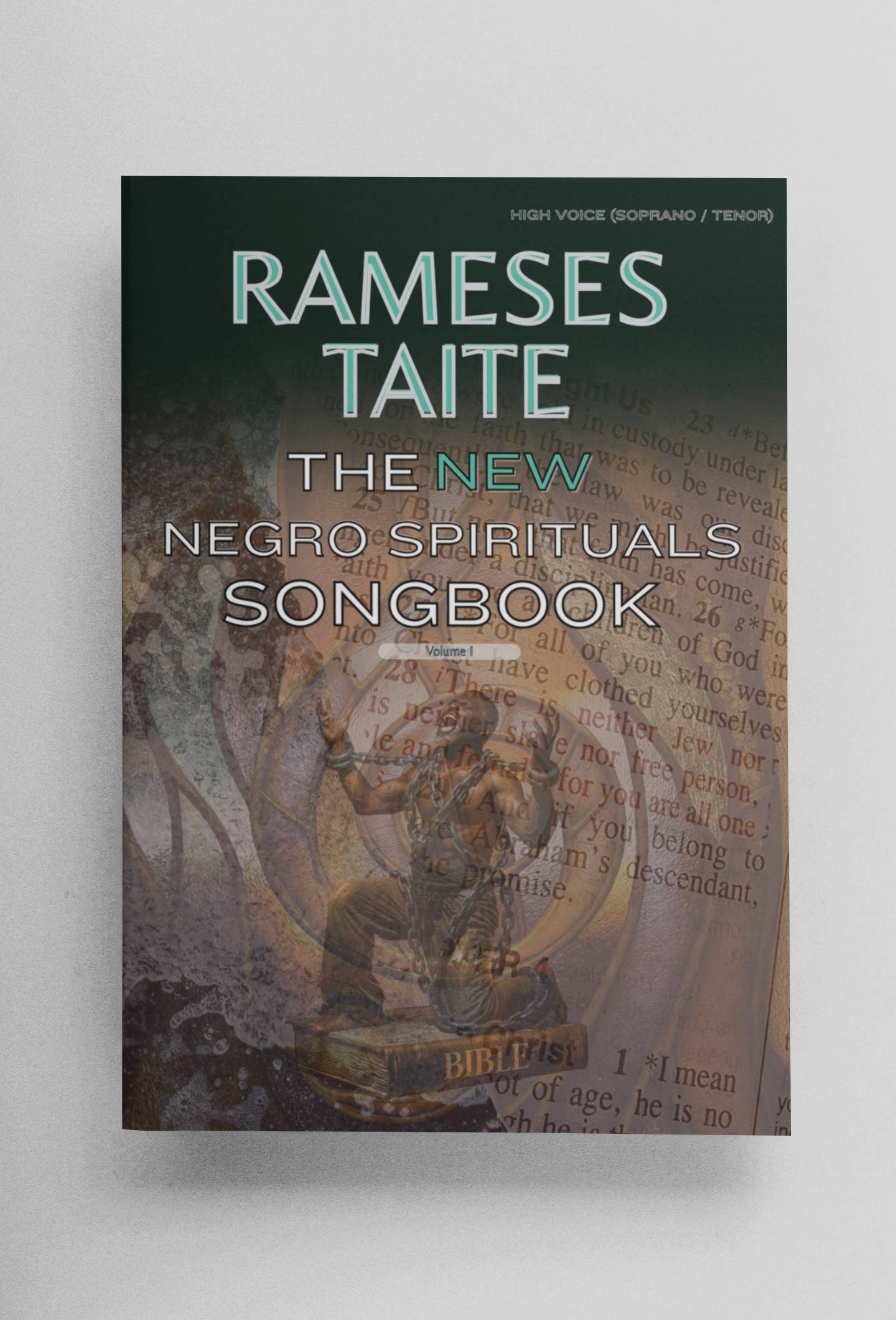 Book cover of 'The New Negro Spirituals Songbook' by Rameses Taite on a gray background