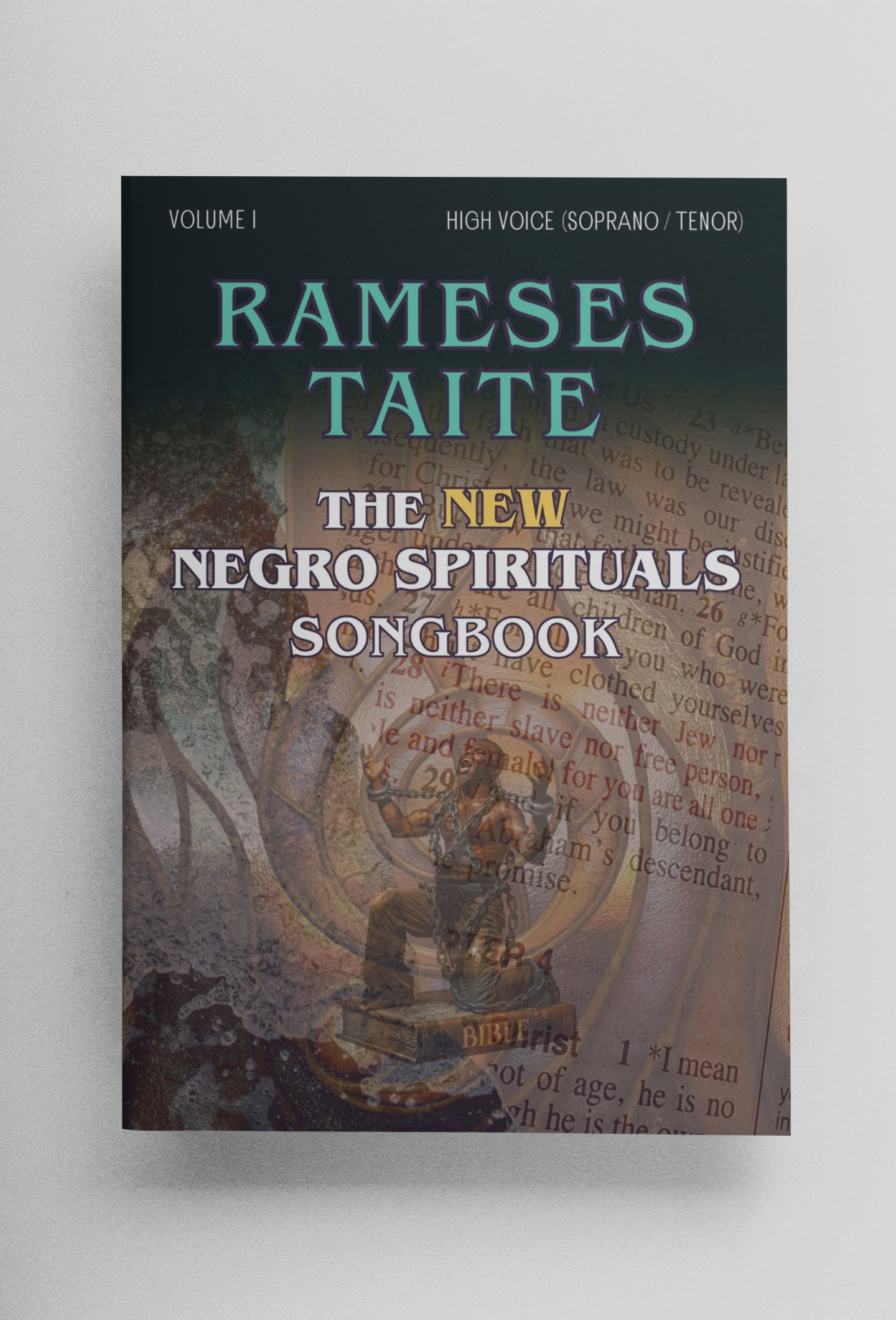 Book cover of 'The New Negro Spirituals Songbook' by Rameses Taite on a gray background